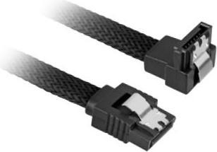 Sharkoon Sleeve Kabel SATA 6Gb/s, 1m, schwarz, gewinkelt mit Arretierung