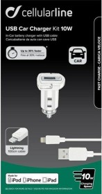 Cellularline USB Car Charger Kit 10W Lightning weiß