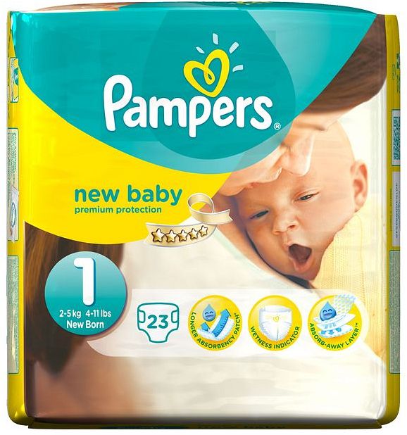 Pampers Premium Protection New Baby Gr.1 Einwegwindel, 2-5kg, 23 Stück
