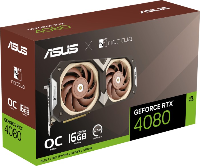 ASUS GeForce RTX 4080 Noctua OC, RTX4080-O16G-NOCTUA, 16GB GDDR6X, 2x HDMI, 3x DP