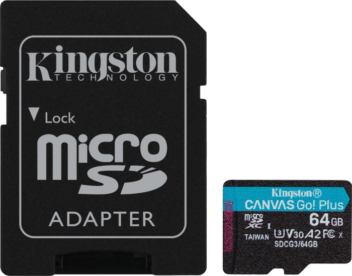 Kingston Canvas Go! Plus R170/W70 microSDXC 64GB Kit, UHS-I U3, A2, Class 10