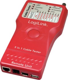 LogiLink Kabeltester für RJ-11/RJ-45/BNC/USB/IEEE1394 mit Remote Einheit