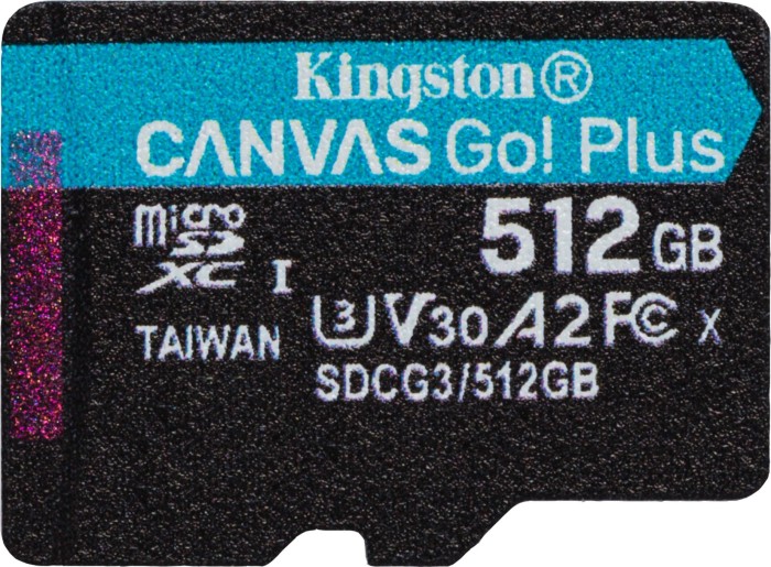 Kingston Canvas Go! Plus R170/W90 microSDXC 512GB, UHS-I U3, A2, Class 10