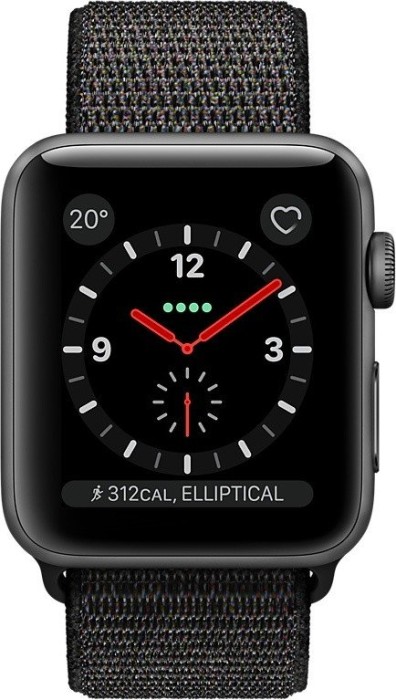 Apple Watch Series 3 (GPS + Cellular) Aluminium 42mm grau mit Sport Loop schwarz