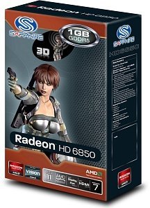 Sapphire Radeon HD 6850, 1GB GDDR5, 2x DVI, HDMI, DP, lite retail