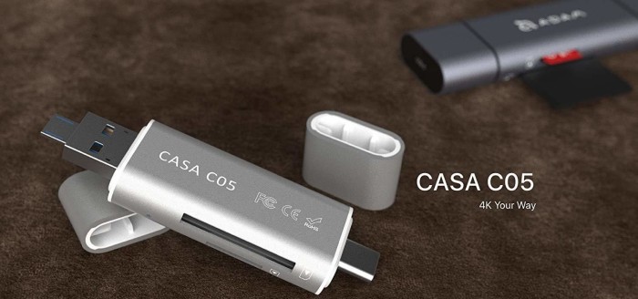 ADAM elements Casa C05 srebrny Dual-Slot-Czytniki kart pamięci, USB 3.0 [wtyczka, Multi]