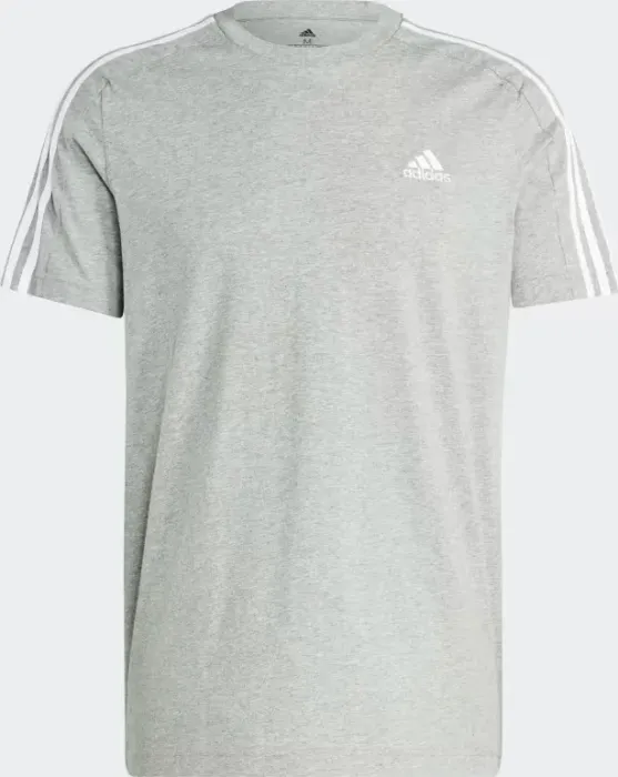 adidas Essentials Single 3-paski Shirt krótki rękaw średni grey heather/white (męskie)