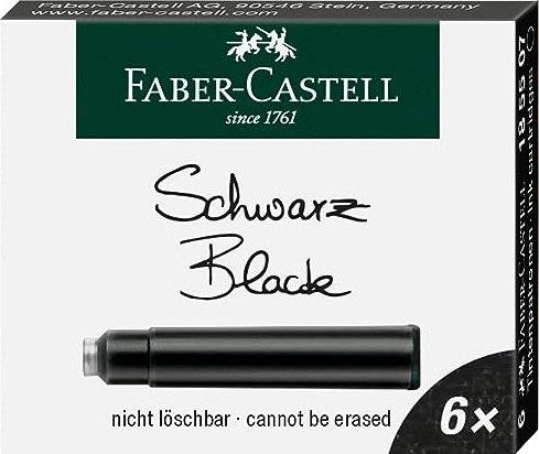 Faber-Castell Standard-pojemnik z tuszem czarnym, sztuk 6