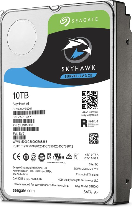 Seagate SkyHawk AI +Rescue 10TB, SATA 6Gb/s