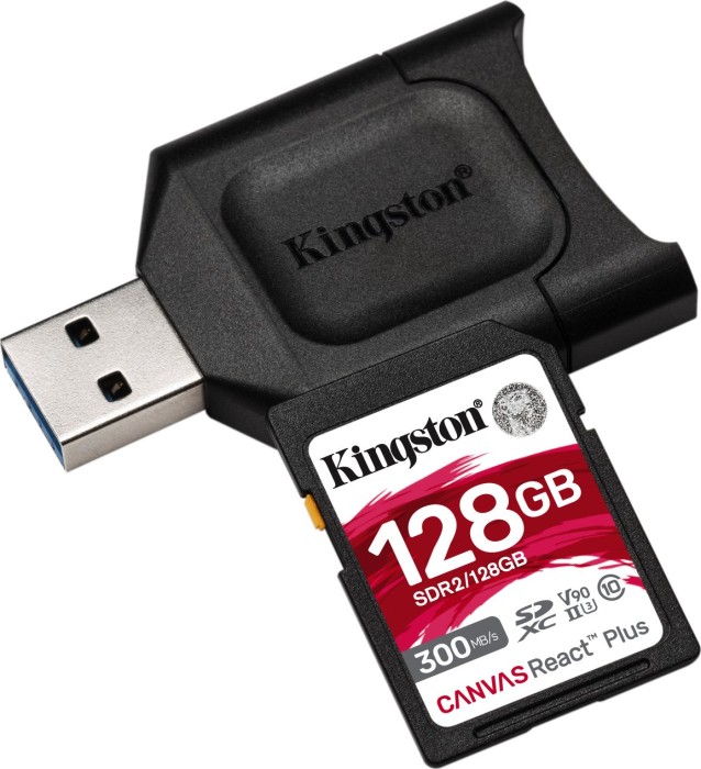 Kingston Canvas React Plus R300/W260 SDXC 128GB Kit, UHS-II U3, Class 10