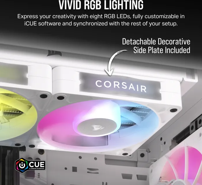 Corsair iCUE LINK RX120 RGB zestaw startowy, biały, sterowanie LED, 120mm, sztuk 3