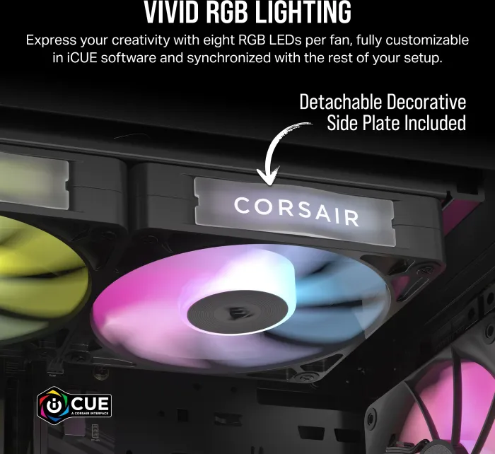Corsair iCUE LINK RX120 RGB zestaw startowy, czarny, sterowanie LED, 120mm, sztuk 3