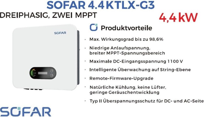 SOFAR SOLAR SOFAR 4.4KTLX-G3 Wechselrichter 3phasig (900.01600017-0)