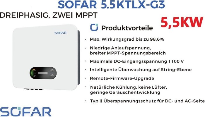 SOFAR SOLAR SOFAR 5.5KTLX-G3 Wechselrichter 3phasig (900.01600015-0)