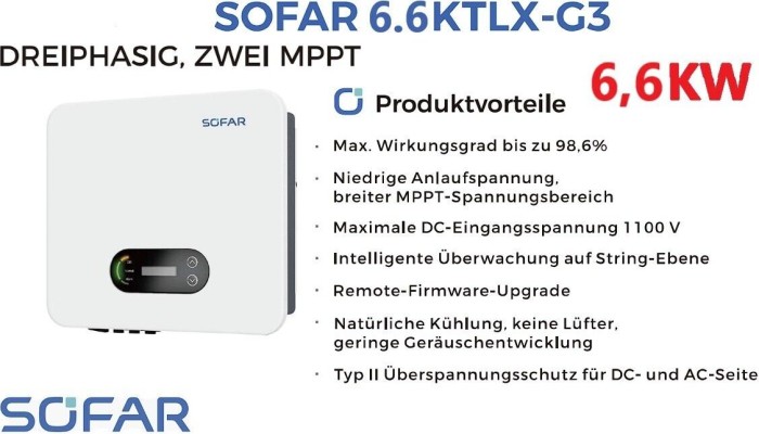 SOFAR SOLAR SOFAR 6.6KTLX-G3 Wechselrichter 3phasig (900.01600016-0)