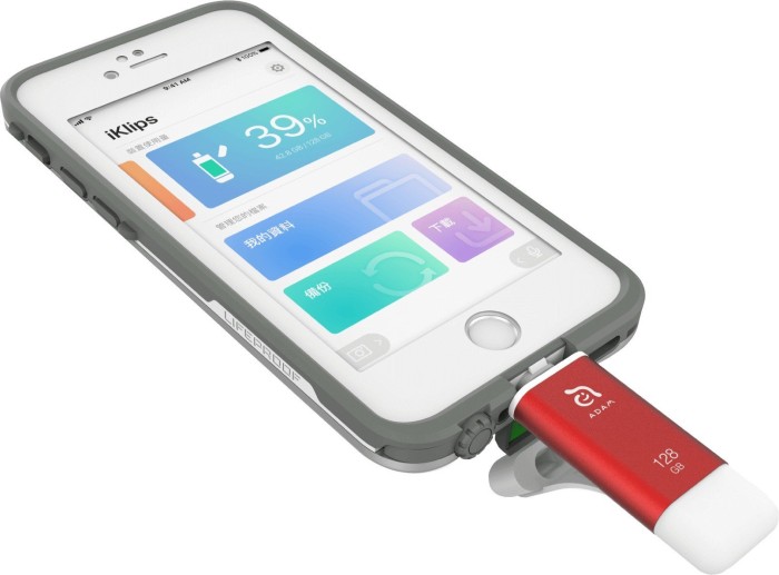 ADAM elements iKlips II czerwony 128GB, USB-A 3.0/Lightning