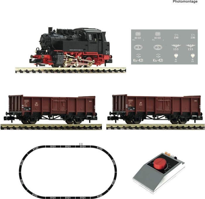 Fleischmann - Spur N - Analoges Startset Dampflokomotive BR 80 mit Güterzug