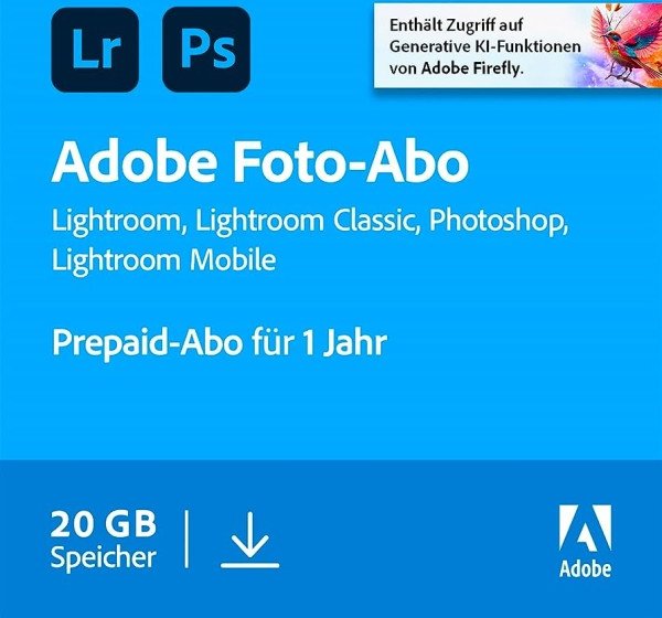 Adobe Creative Cloud 20GB inklusive Photoshop und Lightroom, 1 Jahr Abo, 1 User, ESD (multilingual) (PC/MAC)