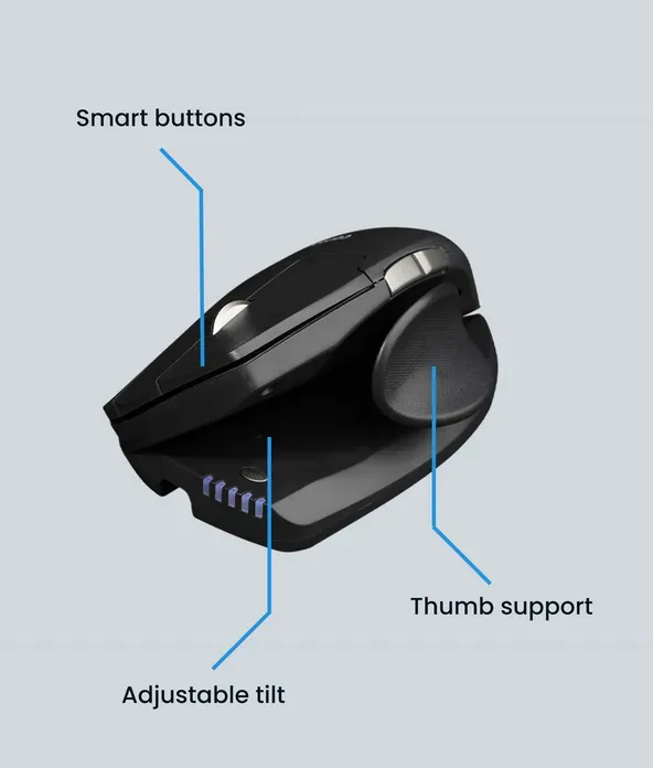 Contour Design UniMouse bezprzewodowa pionowa mysz, czarny matowy, dla praworęcznych, USB/Bluetooth