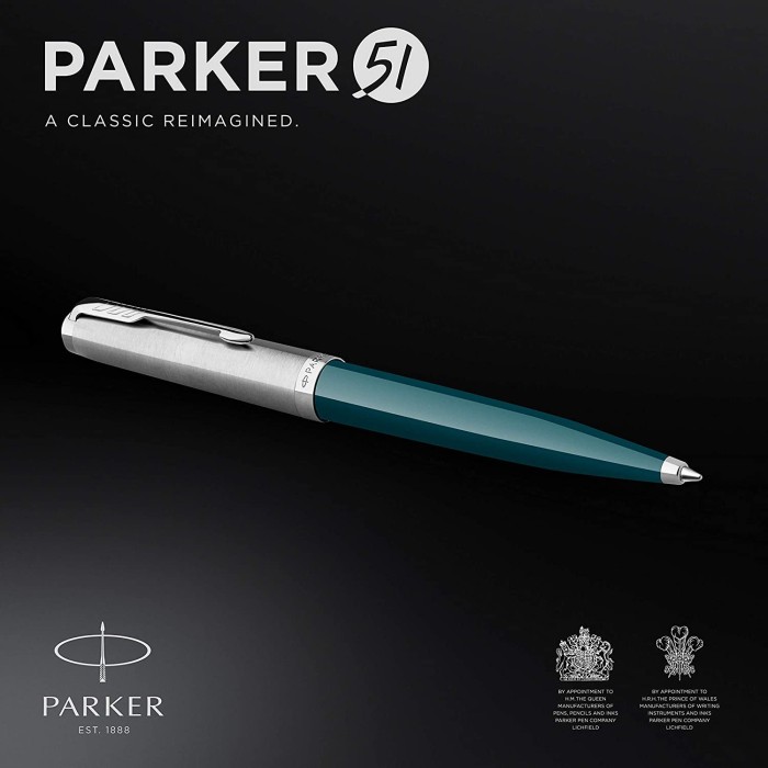 Parker 51 Teal Blue Resin Chrome Trim, Kugelschreiber, in Geschenkbox