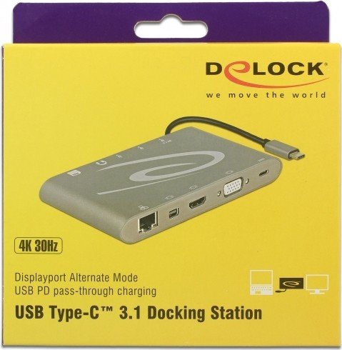 DeLOCK USB Type-C 3.1 Docking Station 4K dunkelgrau, USB-C 3.0