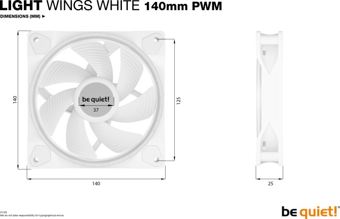be quiet! Light Wings White PWM, sterowanie LED, 140mm, sztuk 3
