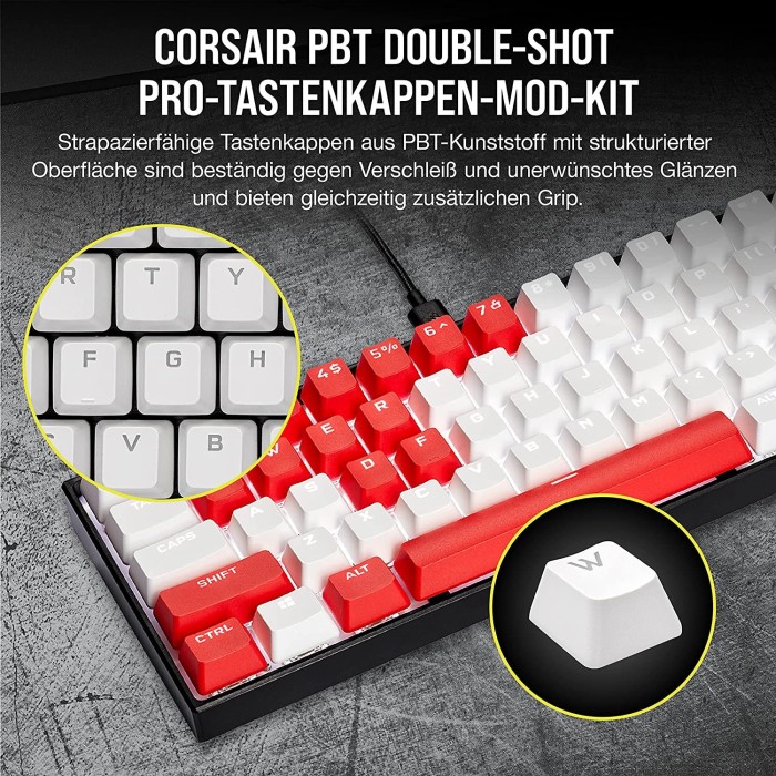 Corsair PBT Double-Shot Pro Keycap Mod Kit, Arctic White, DE