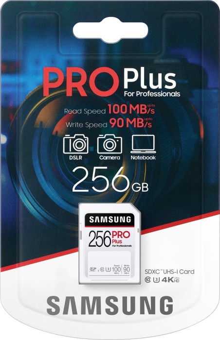 Samsung PRO Plus for Professionals R100/W90 SDXC 256GB, UHS-I U3, Class 10