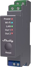 Shelly Pro 2, DIN-Schienen-Schaltmodul mit Strommessfunktion, 2-Kanal, Schaltaktor