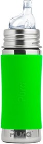 Pura Kiki Trinklernflasche Edelstahl mit Sleeve grün, 325ml, Silikon
