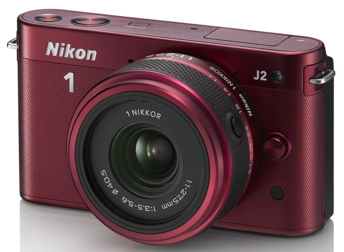 Nikon 1 J2 czerwony z obiektywem 11-27.5mm 3.5-5.6