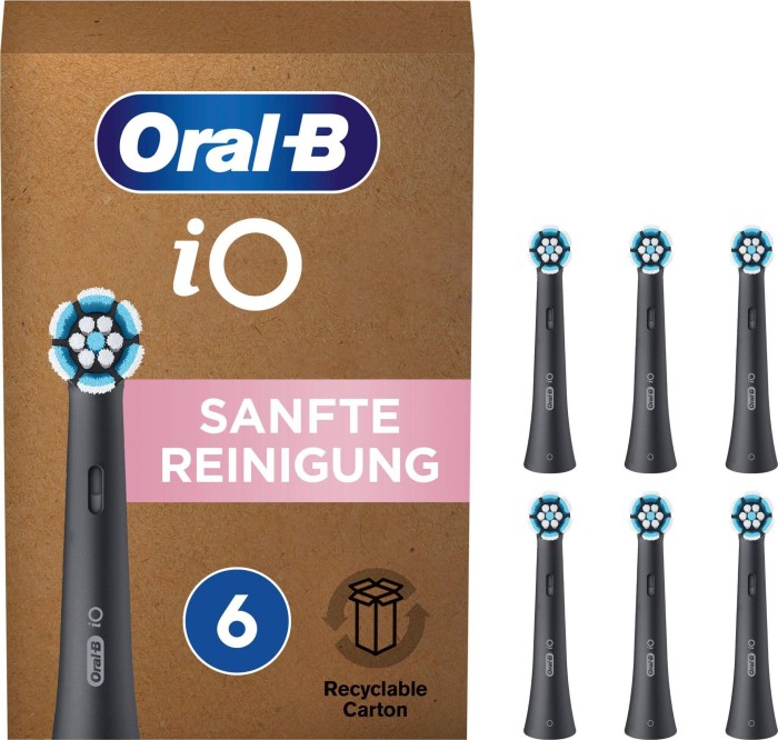 Oral-B iO Sanfte czyszczenie szczoteczka zapasowa czarny, 6 sztuk