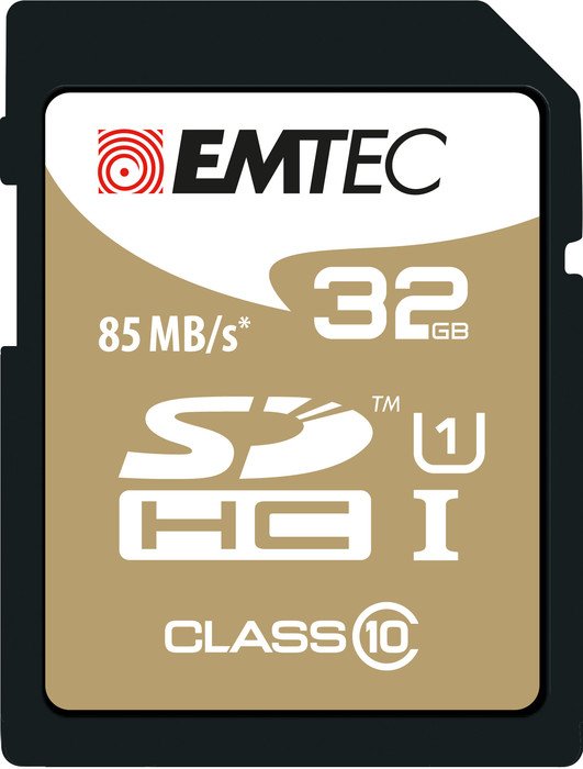32 GB, SDHC, Klasse 10, 85 MB/s, Schwarz, Braun Speicherkarten Emtec 32GB Class10 Gold Speicherkarte SDHC Klasse 10 