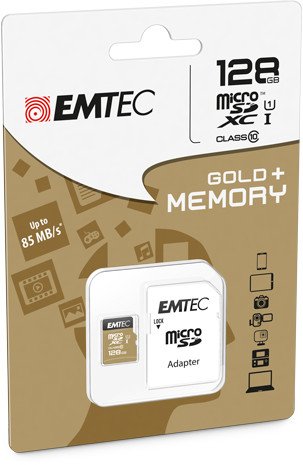 Emtec Gold+ R85/W21 microSDXC 128GB Kit, UHS-I U1, Class 10