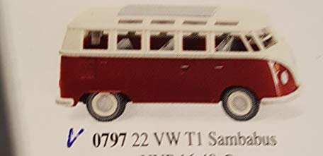 1:87 purpurrot/cremeweiß Wiking VW T1 Sambabus #079722 
