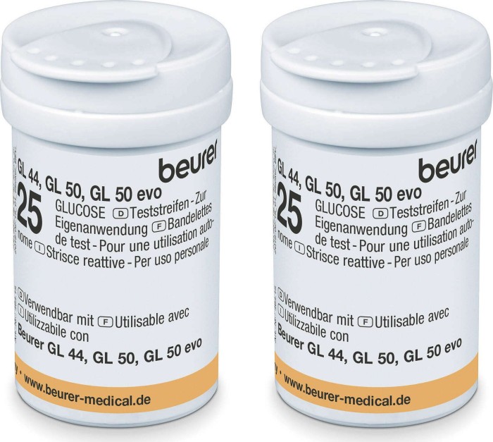 Beurer Blutzucker-Teststreifen für GL 44/50/50 evo, 50 Stück (2x 25 Stück)