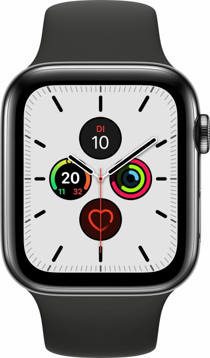 Apple Watch Series 5 (GPS + Cellular) 44mm Edelstahl space schwarz mit Sportarmband schwarz
