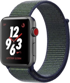 Apple Watch Nike+ Series 3 (GPS + Cellular) Aluminium 42mm grau mit Sport Loop grau/blau (MQMK2ZD/A)