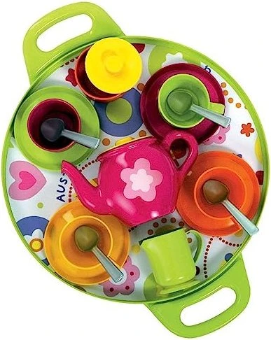 GOWI 18-tlg. Kaffeeservice Lyon Für Kinder – Buntes Spielzeug-Café-Set Mit Tassen, Teller, Kännchen & Tablett