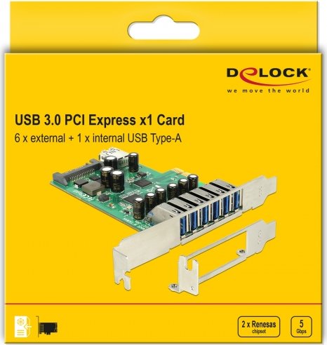 DeLOCK 7x USB-A 3.0, PCIe 2.0 x1
