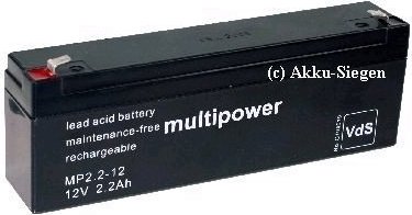 multipower MP2,2-12 Vds 12V 2,2Ah/26Wh Lead-Acid Schwarz Powery Bleiakku 