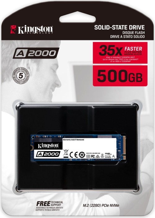 Kingston A2000 NVMe PCIe SSD 500GB, M.2 2280/M-Key/PCIe 3.0 x4