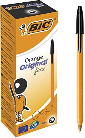 BIC Orange Original fine 0.35mm Kugelschreiber schwarz, 20er-Pack