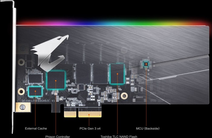 GIGABYTE AORUS RGB AIC NVMe SSD 512GB, Add-In Card / PCIe 3.0 x4
