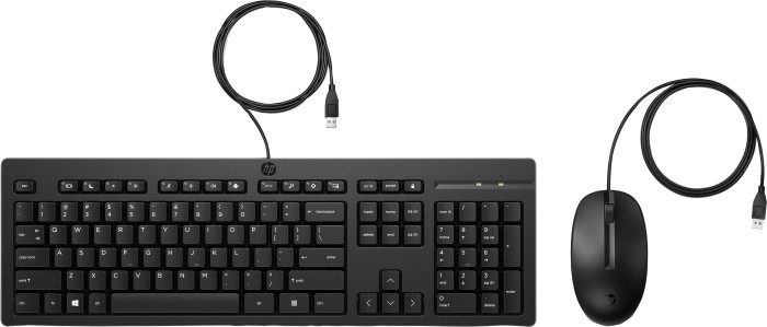 HP 225 Wired Mouse and keyboard Combo, czarny, USB, SE
