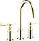 Hansgrohe AXOR Montreux 3-Loch Waschtischarmatur 180 mit Hebelgriffen und Zugstangen-Ablaufgarnitur polished brass (16514930)