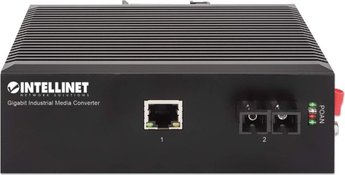 Intellinet Industrial Railmount Gigabit Media Converter, RJ-45, SC-Duplex SM 20km