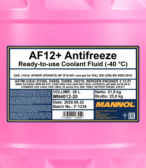 Mannol AF12+ -40°C 20l ab € 30,38 (2024)