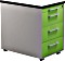 mauser Rollcontainer kontoro, 579x600mm, 1x Utensilienauszug, 3x Materialschublade, Stahl alusilber/gelbgrün, Abdeckplatte weiß (791022CP)