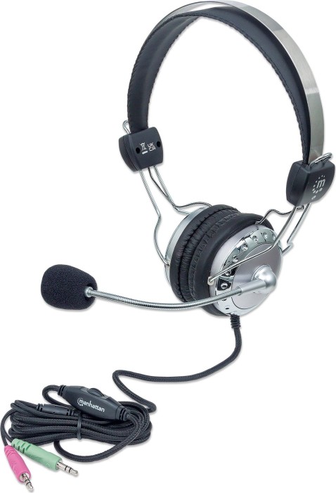 Manhattan stereofoniczny headset srebrny